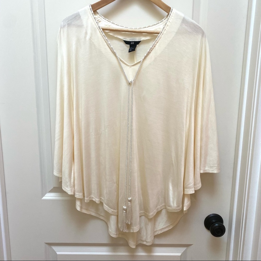 H&M Ivory Blouse With Tassels
